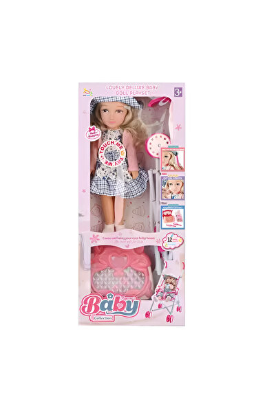 rexa مجموعة لعب دمية بيلين الجميلة مع عربة أطفال وحقيبة وإكسسوارات - دمية بطو...