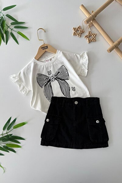 Minigimin Cicileri Set de 2 bucăți pentru fetiță cu model de fundă și fustă s...