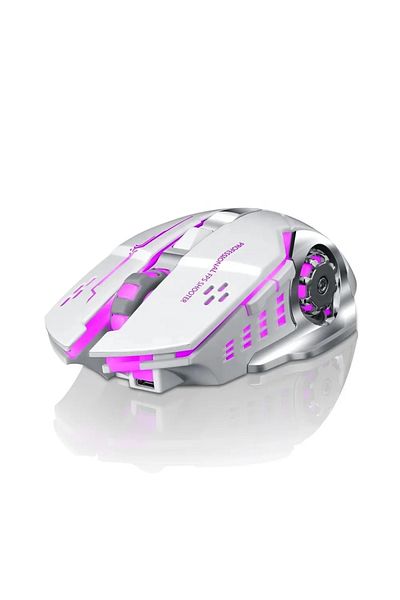 ABYZ Q13 Wireless Mouse Silent, Multi-Device 6 Programmable Buttons, RGB 2.4GHz DPI 1600 Ergonomic White