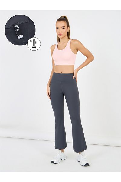 Styli Fleece Broad Waistband Flared Leggings