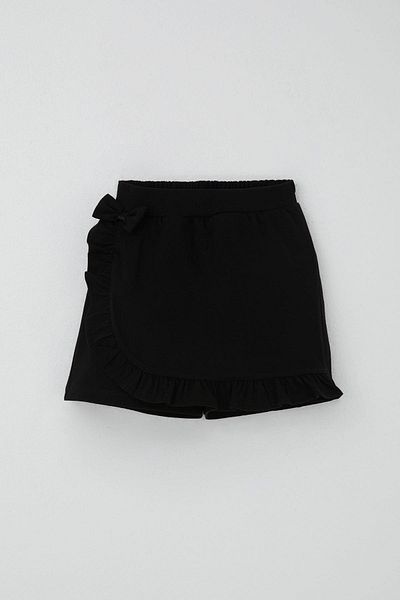 Breeze Girl's Shorts Skirt with Bow Accessory and Ruffles, Age 6-10, Black