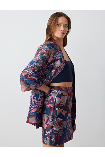 Jimmy Key Straight Cut High Waist Patterned Woven Mini Skirt