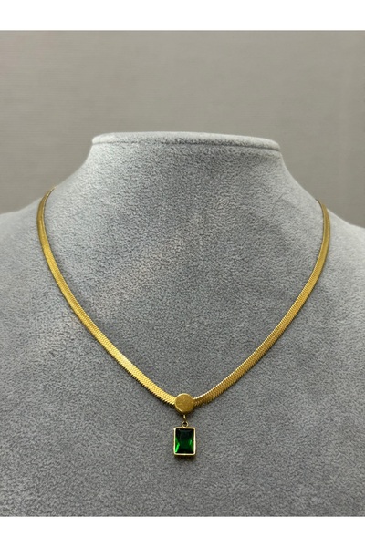 XUPING JEWELRY 18K yılan zinciri taşlı gold kolye paslanmaz kararmaz