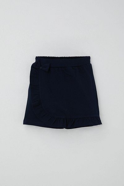 Breeze Girl's Shorts Skirt with Bow Accessory and Ruffles, Age 6-10, Navy Blue