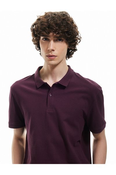 Koton Tricou slim cu mânecă scurtă din bumbac țesătură piqué cu gât polo