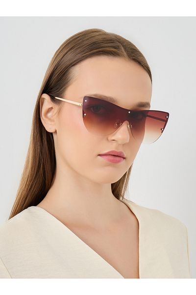 Styli Tinted Half Rim Cat Eye Sunglasses