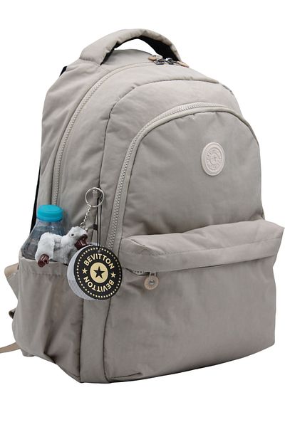 Bevitton Cnt-2200 Bej, țesătură șifonată, rezistentă la apă, rucsac zilnic pentru școală, ghiozdan unisex