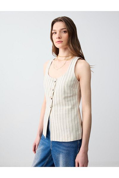 Jimmy Key Woven Stone Waistcoat