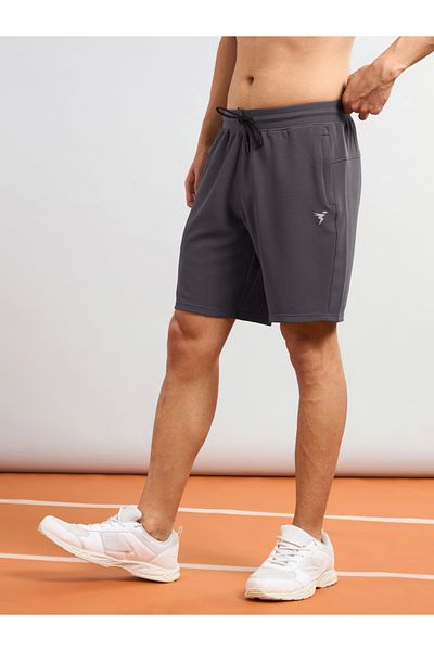 Technosport By Styli Solid Slim Fit Sports Shorts with Drawstring