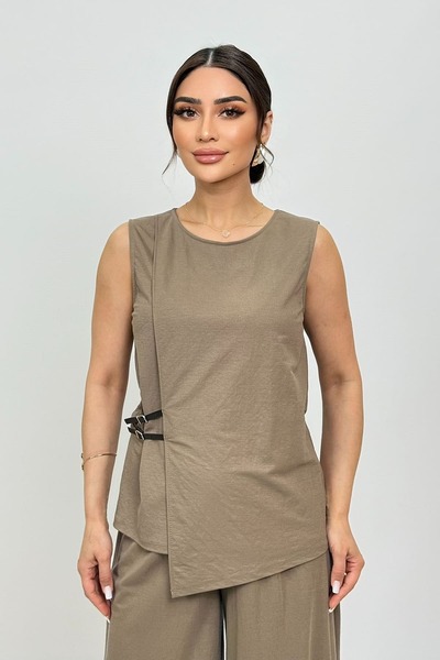 FEVER Kontrast kemer detaylı asimetrik bluz