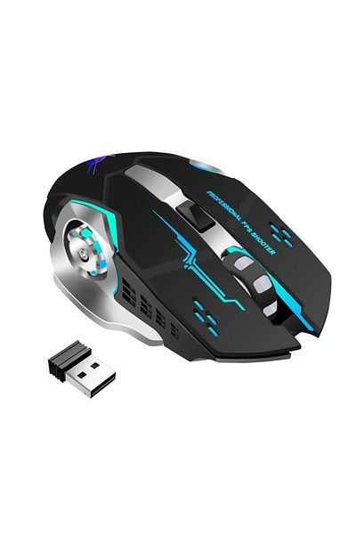 ABYZ Q13 Wireless Mouse - Silent Multi-Device 6 Programmable Buttons RGB, 2.4GHz DPI 1600 Ergonomic Black