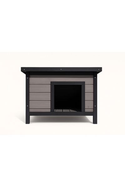 Buntz Casuta din lemn pentru caini, pisici, BUNTZ, lemn, acoperis rabatabil, din PVC, 57 x 44 x 40 cm, Gri