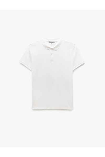 Koton Kurzärmliges Slim-Fit-T-Shirt aus Baumwoll-Piqué-Stoff mit Polokragen