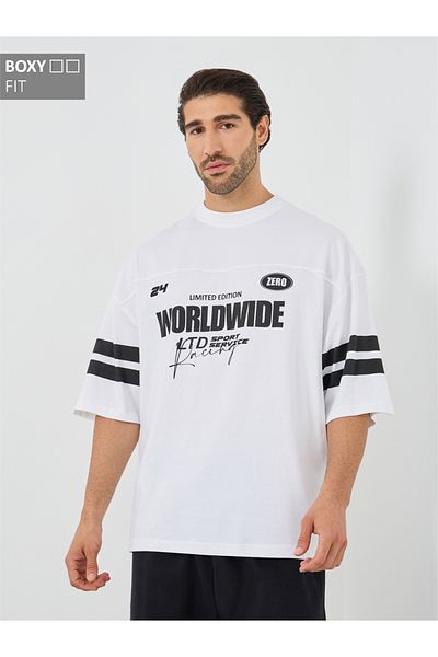 Styli Slogan Print Oversized Round Neck T-Shirt