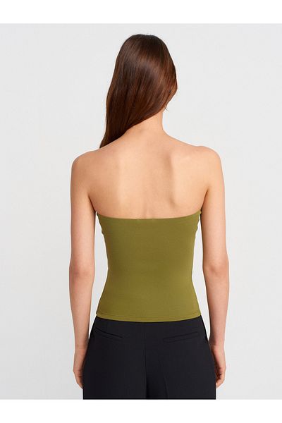 Dilvin 21103 Strapless Top-Oil Green