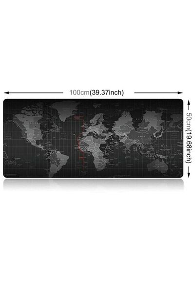 eZmart XXL Gaming Mouse Pad Anti-Slip, Reinforced Edges, Waterproof, World Map, 100x50cm, Black, eZ
