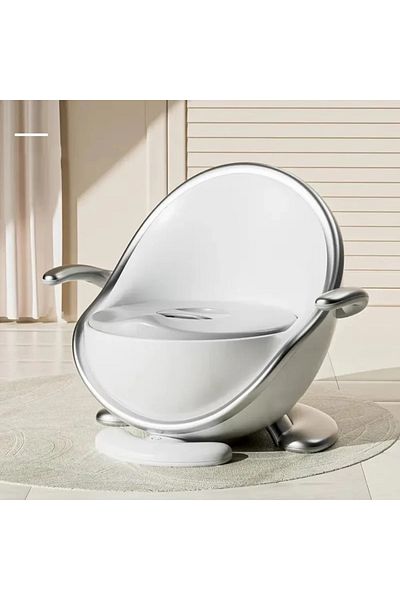 ABYZ Children Potty Light Sensors Anti-Slip Ergonomic Removable Bowl Adjustable Handles Soft Seat Silver