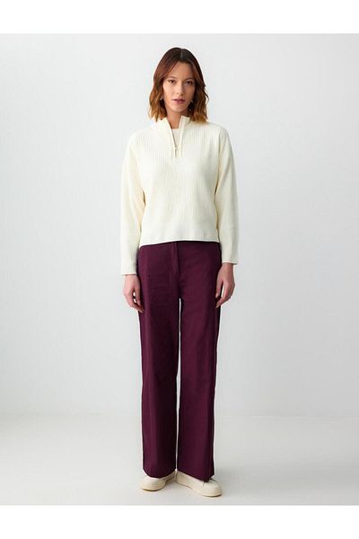 Jimmy Key Relaxed Fit High Waist Wide Leg Gabardine Pants