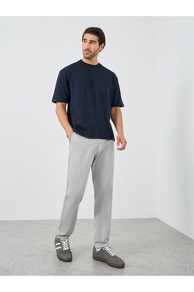 Styli Crew Neck Textured Oversized T-Shirt with Chest Pocket