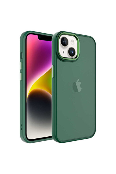 halkhouse Apple iPhone 14 Kılıf Buzlu Sert PC Renkli Esnek Silikon Şık May Kapak