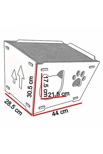 Buntz Casuta din MDF pentru pisici cu placi de zgariat, Buntz, pentru interior, 44x28.5x30.5cm, Maro