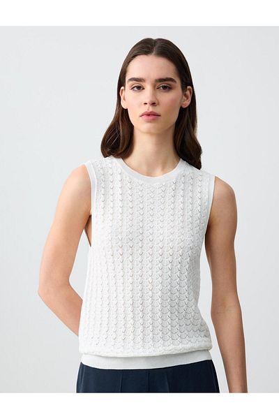 Jimmy Key Slim Fit Round Neck Openwork Sweater Sweater