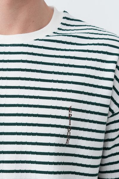 İLKCET MODA Ανδρικό μπλουζάκι με ριγέ χαλαρή εφαρμογή