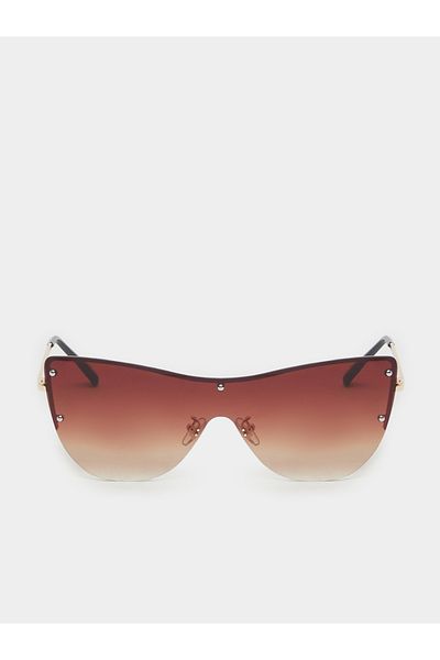 Styli Tinted Half Rim Cat Eye Sunglasses