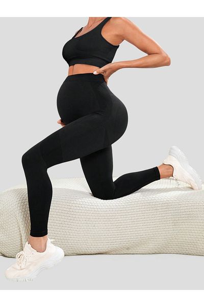 Styli Seamless Tonal Jacquard Maternity Leggings