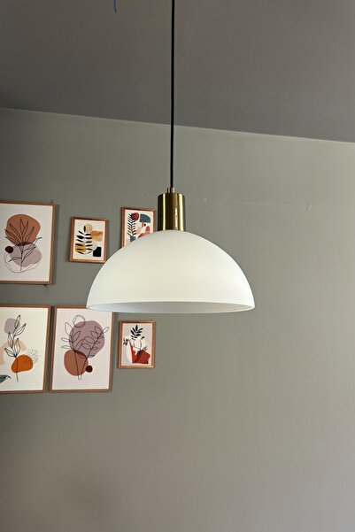 Bamyum Perry Beyaz Cam Tekli Avize Kalın Eskitme Fener Başlık Retro Sarkıt La...