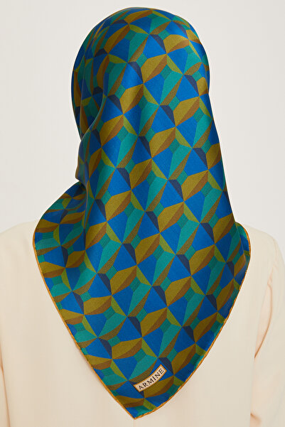 Armine Σειρά Nostalgia Silk Sura Scarf 9204DS-33 Γεωμετρικό σχέδιο INDIGO-MUS...
