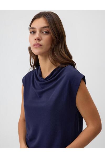 Jimmy Key Sleeveless Draped Neck Top T-Shirt