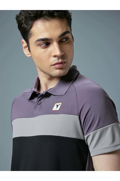 Technosport By Styli Color Block Short Sleeve Polo T-Shirt