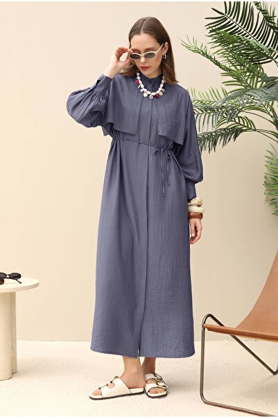 HEQA Rüzgarlıklı Elbise Koyu Lavanta