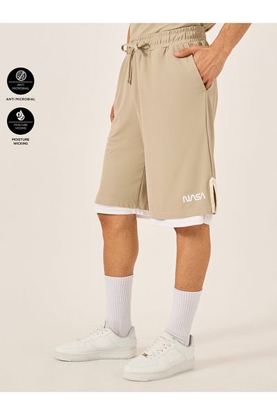 Styli Nasa Print Oversized Dual Layered Shorts