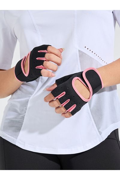 Styli Contrast Trim Peep Arm Back Weight Lifting Gloves