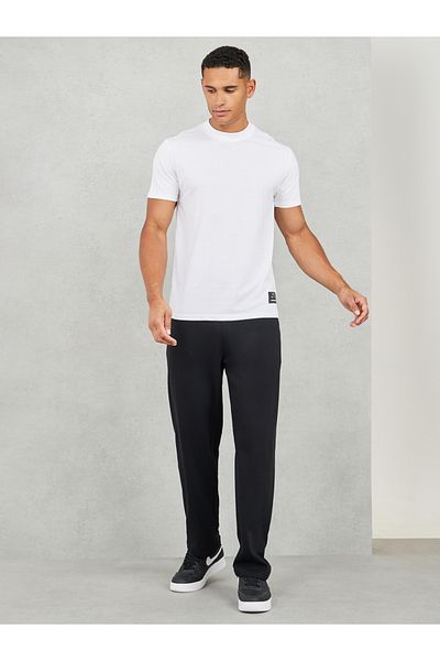 Styli Badge Detail Mock Neck Regular Fit T-Shirt