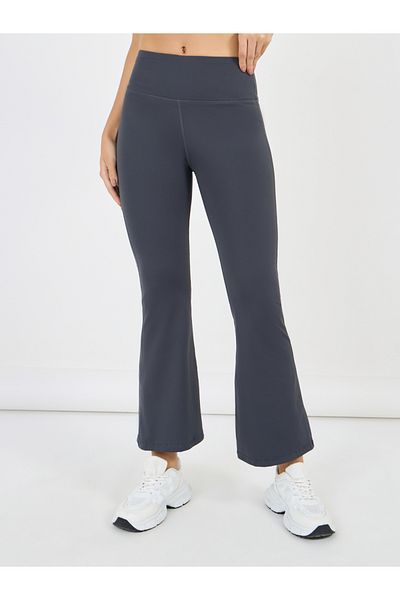 Styli Fleece Broad Waistband Flared Leggings