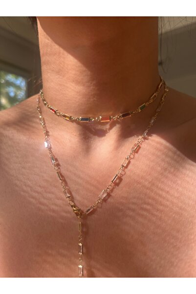 Hoop jewelery Colorful Chain Choker Necklace