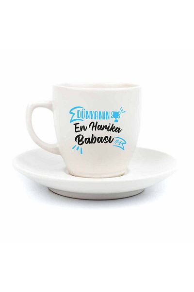 PALTO TASARIM World's Greatest Dad Cream Turkish Coffee Cup - Fathers Day Gift Turkish Coffee Cup