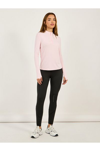 Styli Racerback Mesh and Zip Pocket Detail Half Zip Up Top