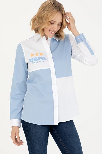 U.S. Polo Assn. Women's Blue Long Sleeve Shirt 50272276-Vr036