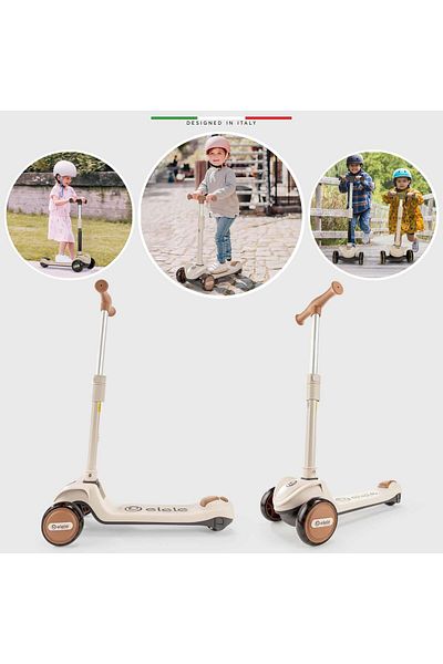 Elele Velocita 3 Wheel Kids Scooter Lighted Brown