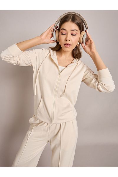 Sassafras By Styli Terry Front Zipper Hooded Jacket