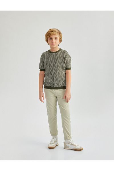 Koton Oversized short sleeve crew neck knit sweatshirt.