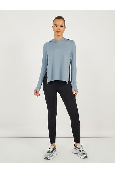 Styli Side Slit Hooded Long Sleeve Top