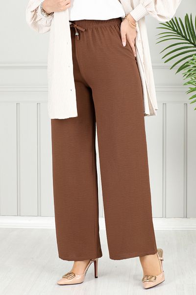 ModaMerve Elastic Waist Aerobin Trousers 4053Pm1063-M Brown