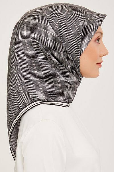 Armine Σειρά Nostalgia Sura Silk Scarf 9029DS-05 Γεωμετρικό σχέδιο ΜΑΥΡΟ-ΛΕΥΚΟ