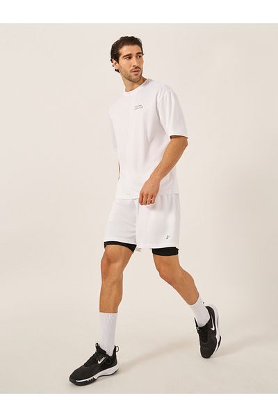 Styli Minimal Printed Mesh T-Shirt and 2in1 Shorts Set