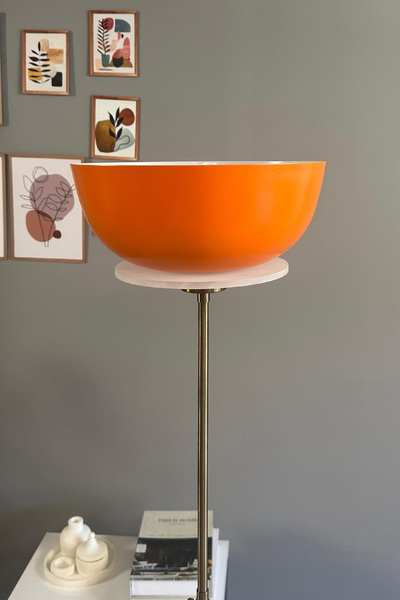 Bamyum Turuncu Lambader Modern Dekoratif Metal Oturma Odası Çalışma Odası Zemin Lambası